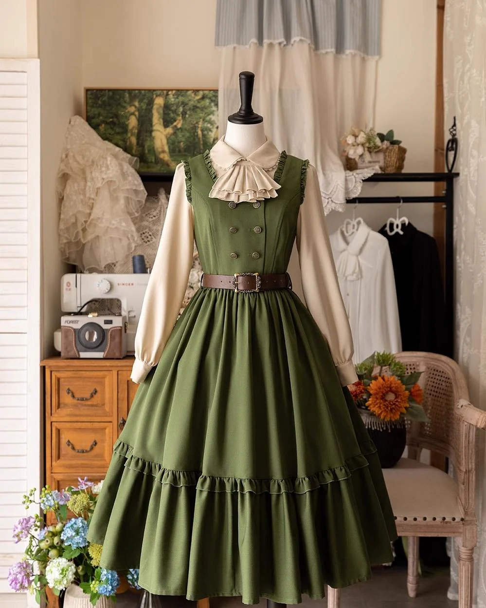 Little Manor - Classical Lolita JSK Dress & Long Sleeve Blouse - Image 21