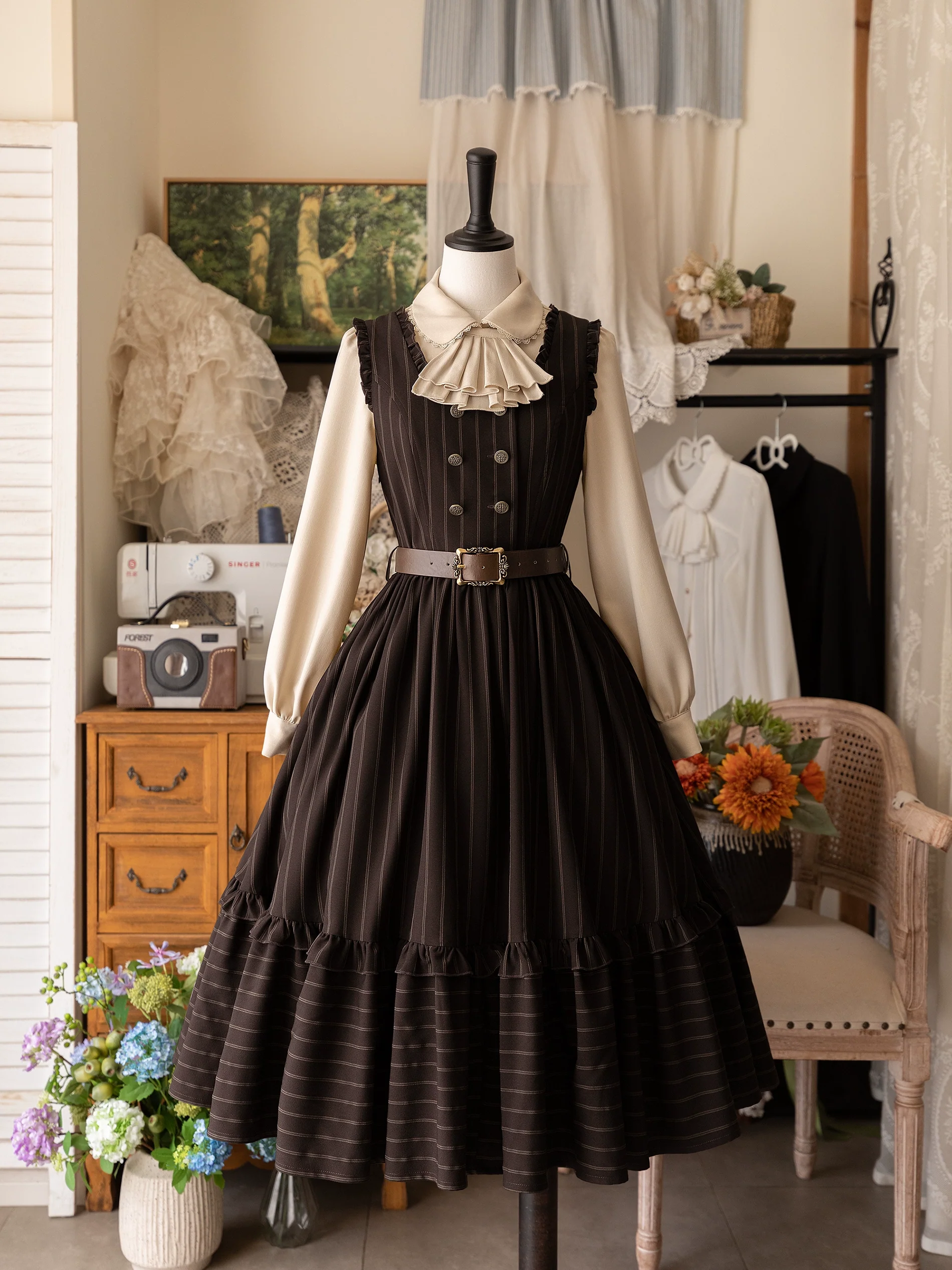 Little Manor - Classical Lolita JSK Dress & Long Sleeve Blouse - Image 9
