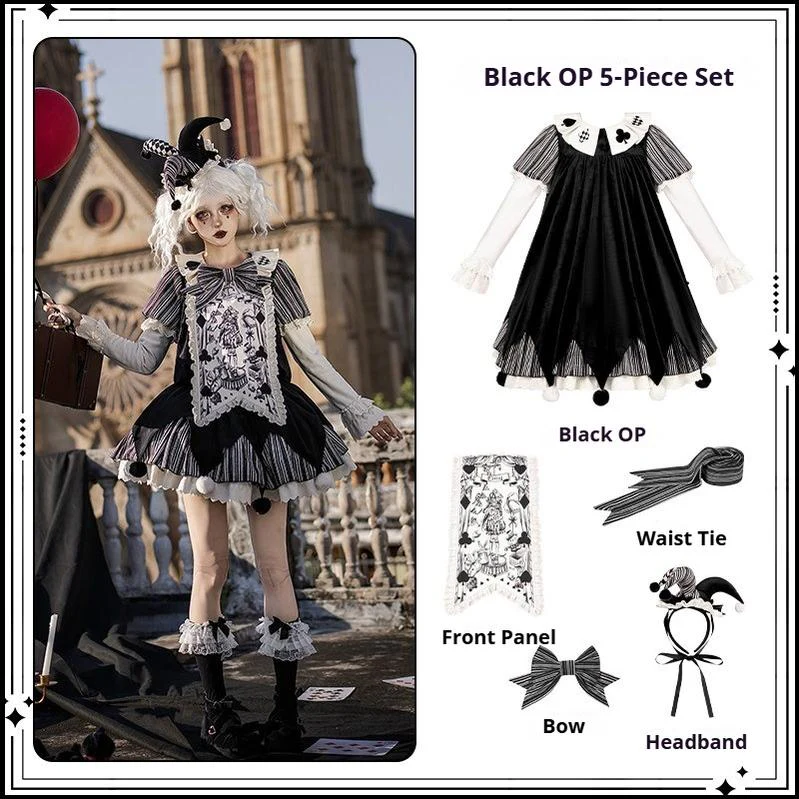 Puppet Mask - Clown Inspired Gothic Lolita OP Dress, Loose Fit - Image 26