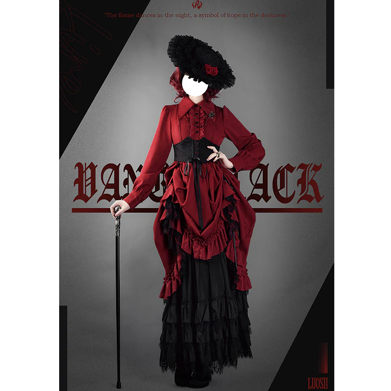 Bloodlust Banquet - Color-Block Gothic Lolita Dress, Lifted Hem - Image 3