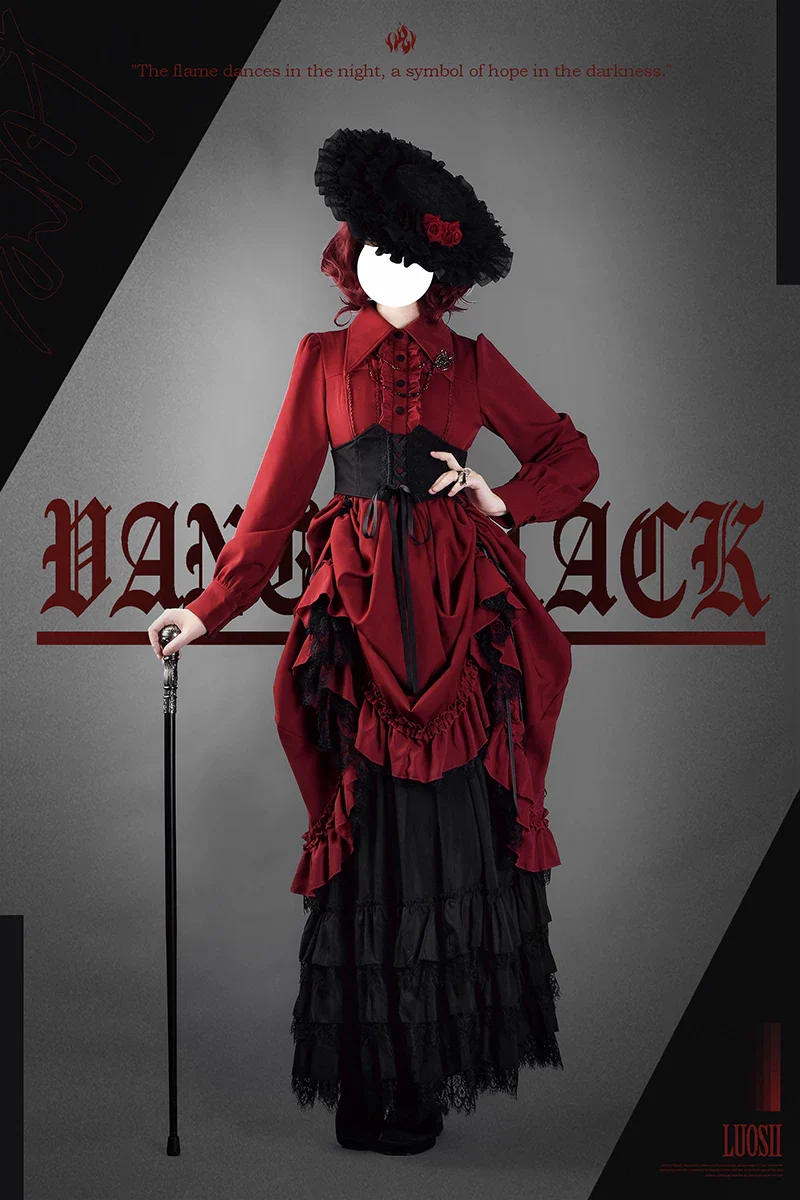Bloodlust Banquet - Color-Block Gothic Lolita Dress, Lifted Hem - Image 4