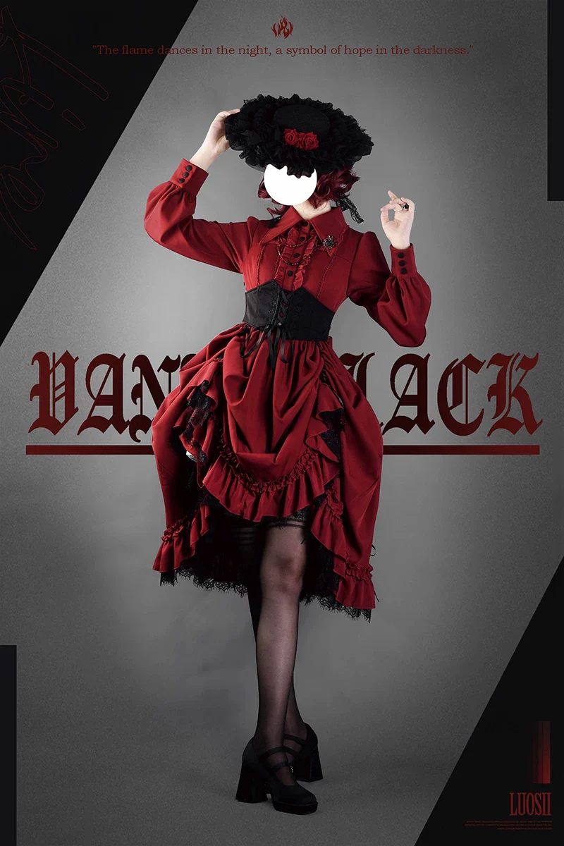 Bloodlust Banquet - Color-Block Gothic Lolita Dress, Lifted Hem - Image 6