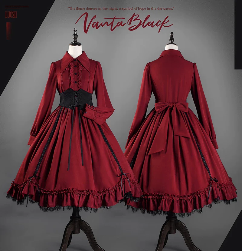 Bloodlust Banquet - Color-Block Gothic Lolita Dress, Lifted Hem - Image 8