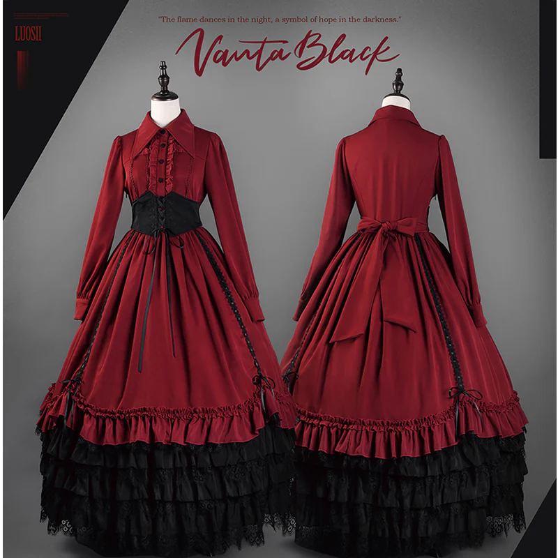 Bloodlust Banquet - Color-Block Gothic Lolita Dress, Lifted Hem - Image 9