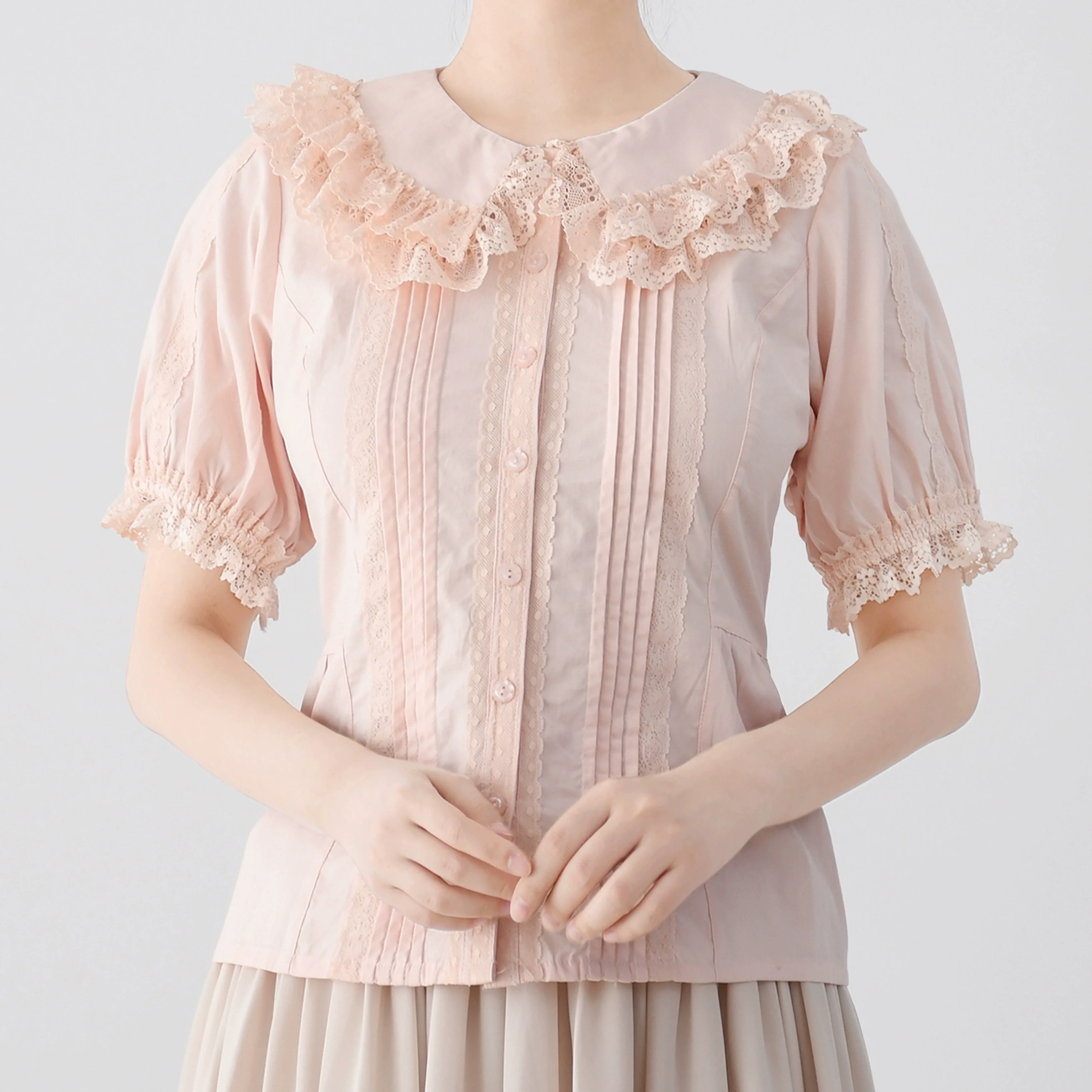 Hyde Garden - Cotton Lolita Blouse Puff Short Sleeve Shirt - Image 11