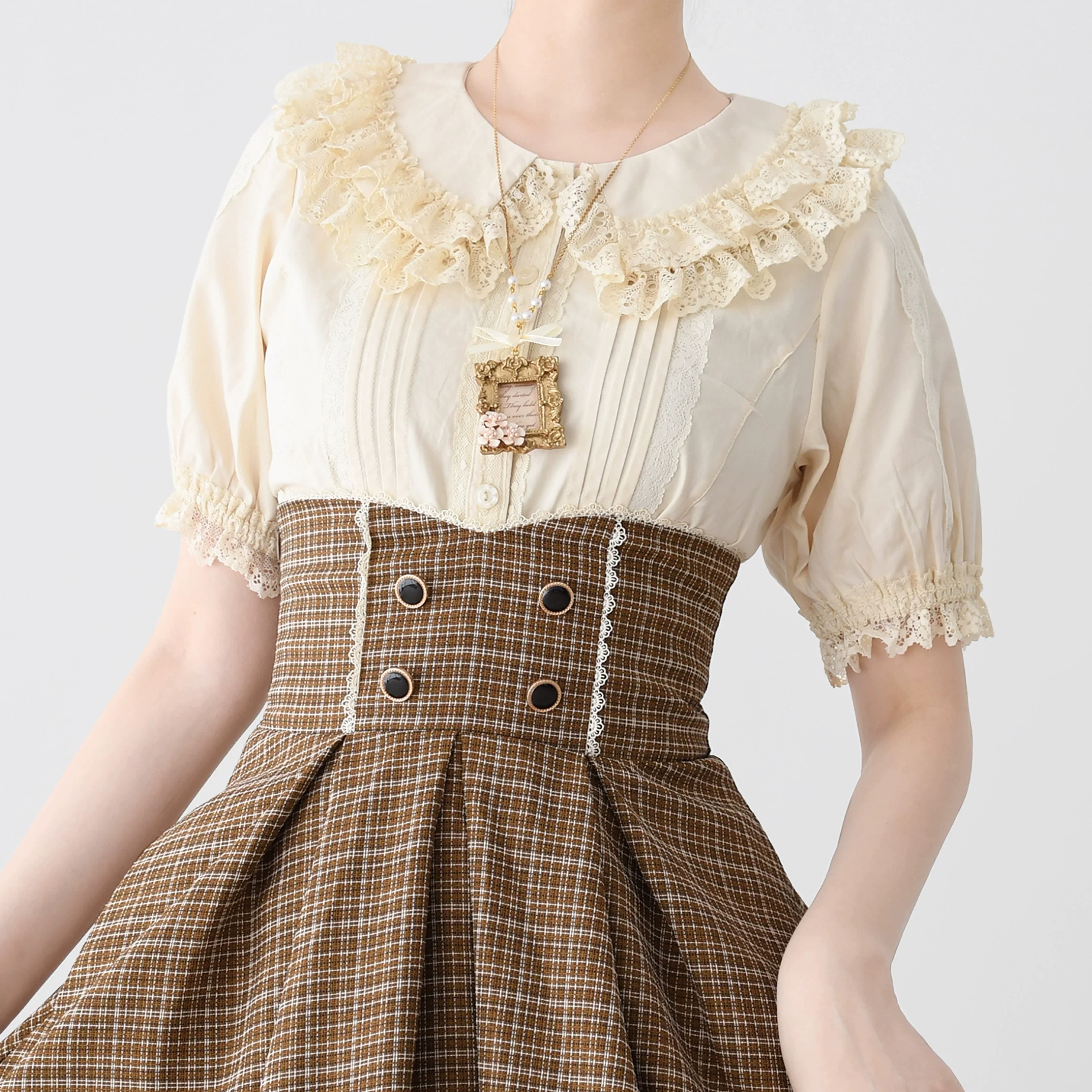 Hyde Garden - Cotton Lolita Blouse Puff Short Sleeve Shirt - Image 14