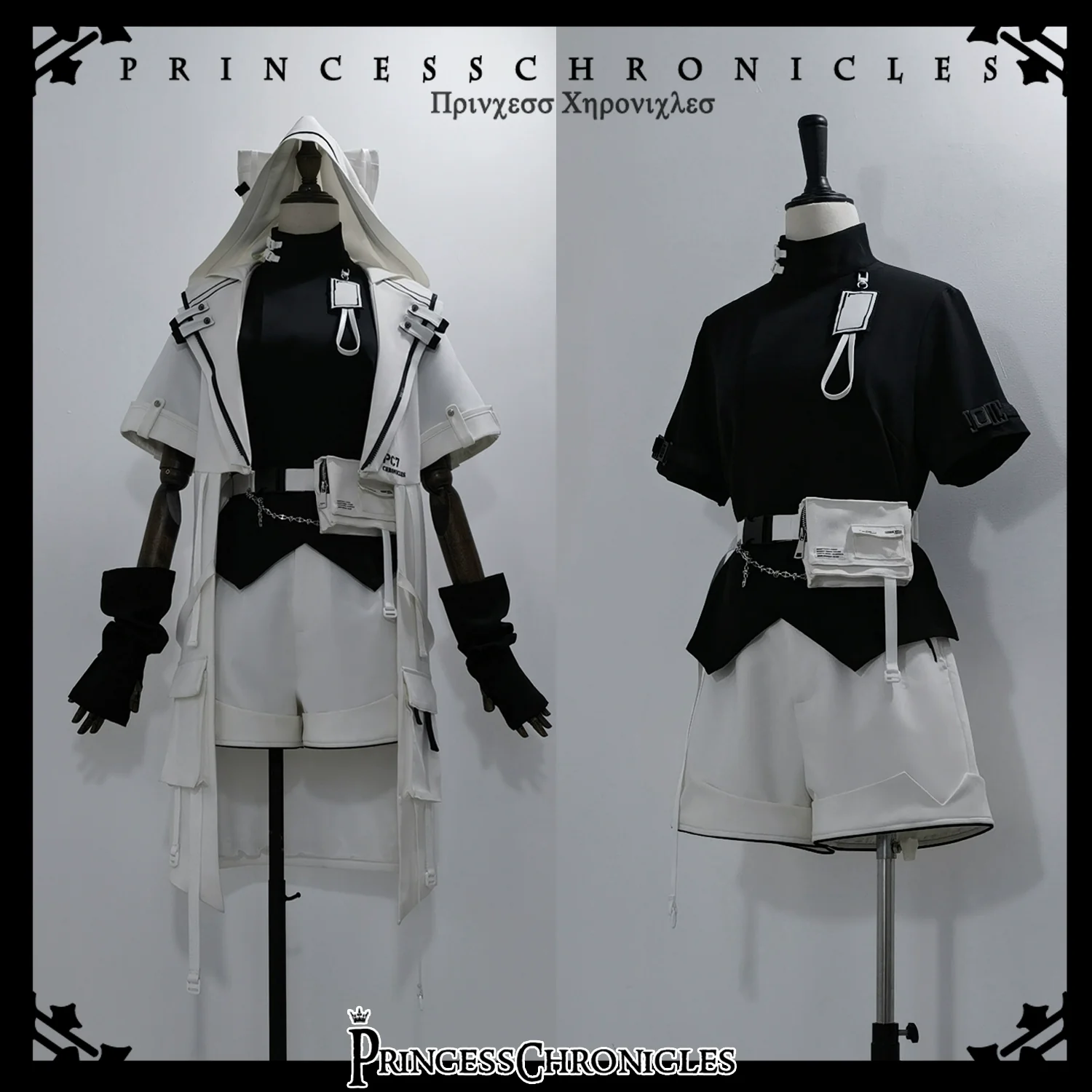 White Cat - Futuristic Style Cool Lolita Pants Suit With Cat Ear Coat - Image 20