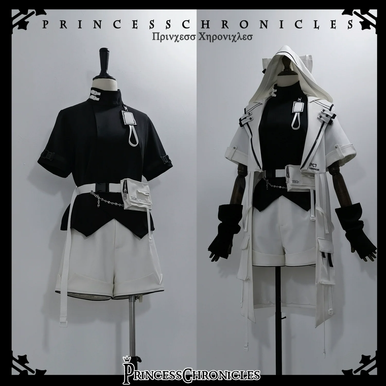 White Cat - Futuristic Style Cool Lolita Pants Suit With Cat Ear Coat - Image 21