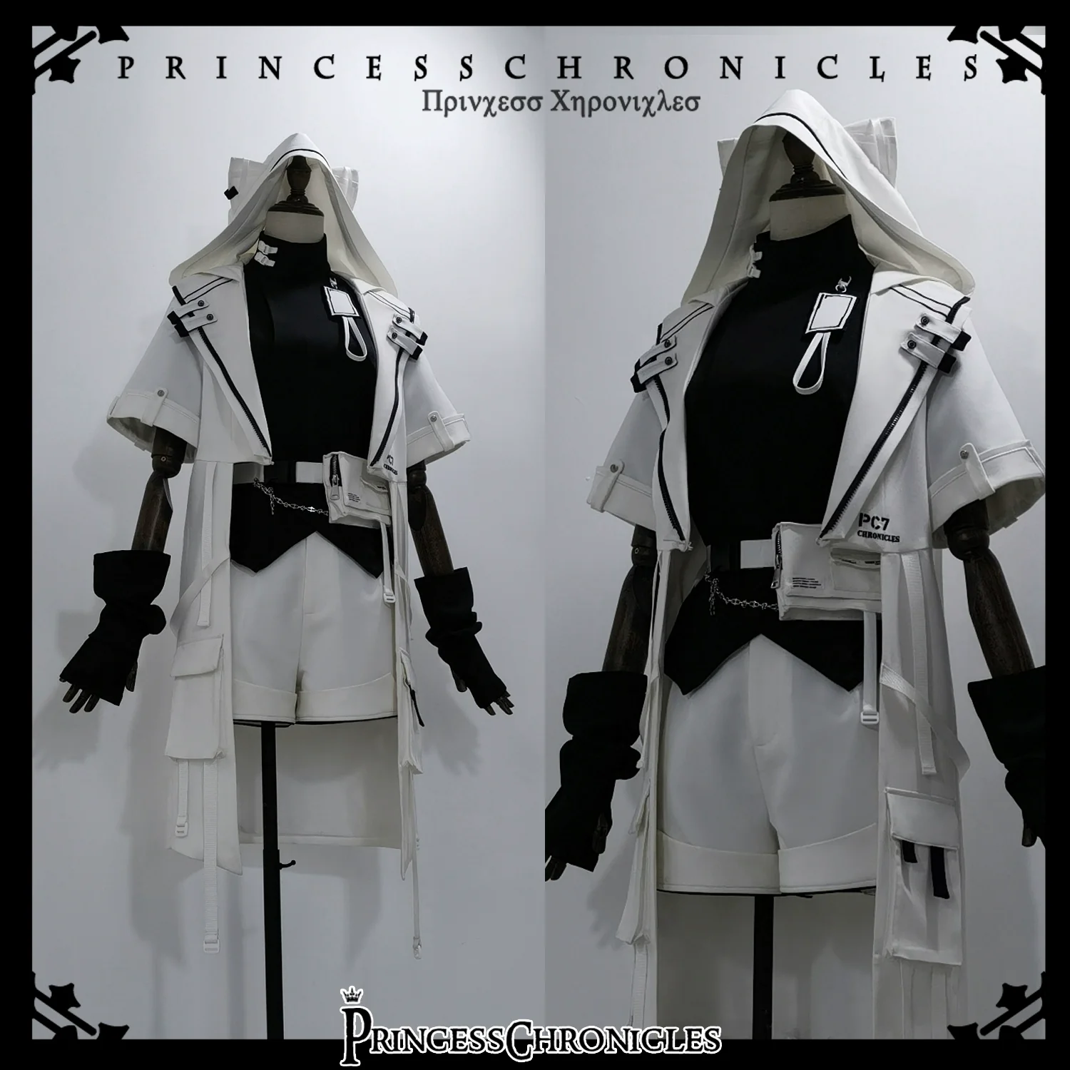 White Cat - Futuristic Style Cool Lolita Pants Suit With Cat Ear Coat - Image 22