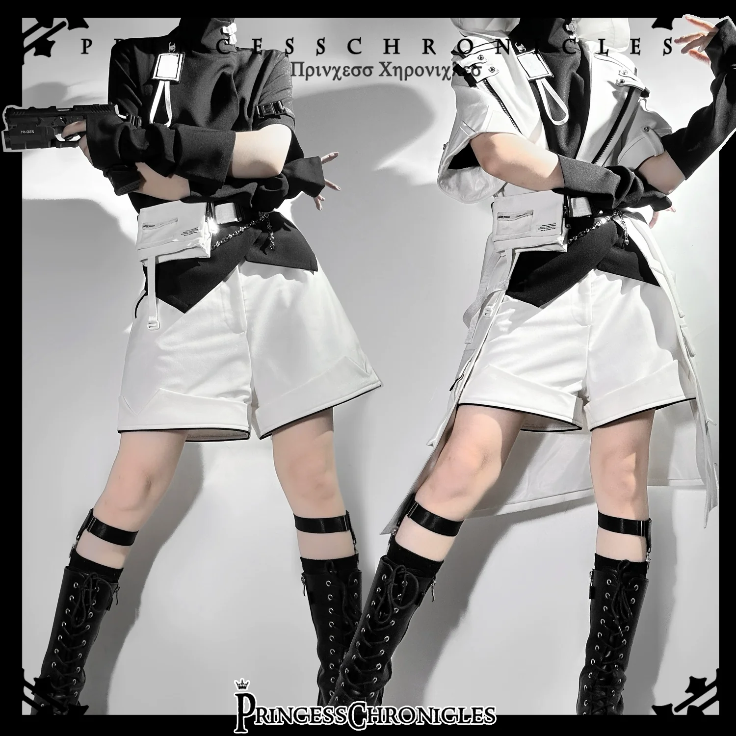 White Cat - Futuristic Style Cool Lolita Pants Suit With Cat Ear Coat - Image 23