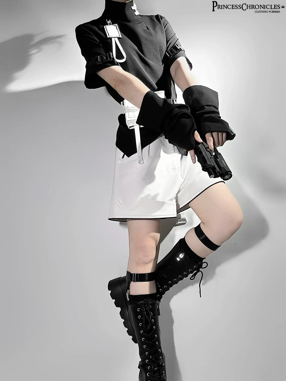 White Cat - Futuristic Style Cool Lolita Pants Suit With Cat Ear Coat - Image 27