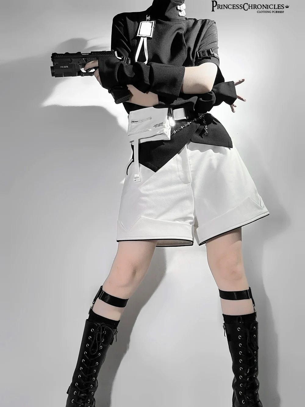 White Cat - Futuristic Style Cool Lolita Pants Suit With Cat Ear Coat - Image 28