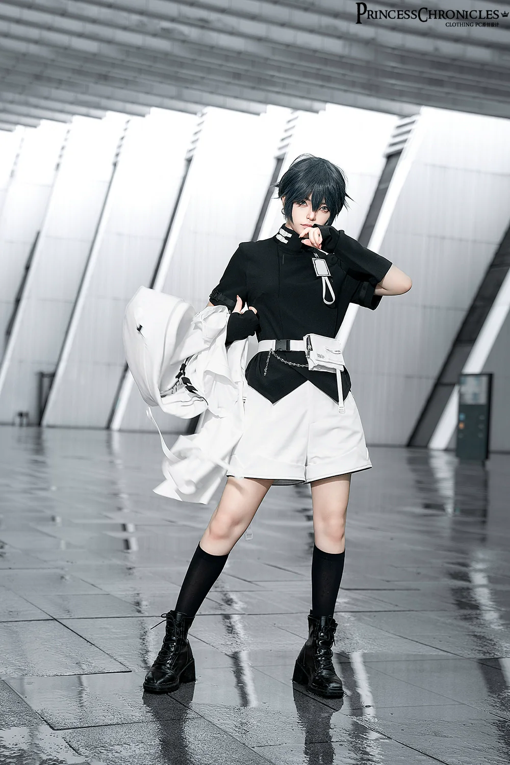 White Cat - Futuristic Style Cool Lolita Pants Suit With Cat Ear Coat - Image 32