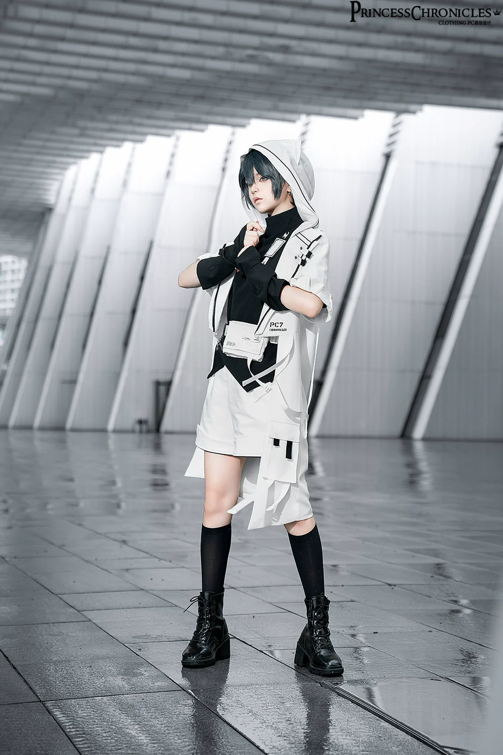 White Cat - Futuristic Style Cool Lolita Pants Suit With Cat Ear Coat - Image 7