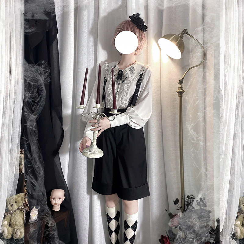 Corroding the Heart - Ouji Lolita Shirt Suspenders Shorts - Image 13