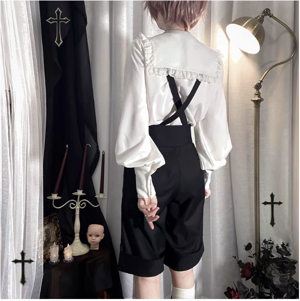 Corroding the Heart - Ouji Lolita Shirt Suspenders Shorts - Image 17