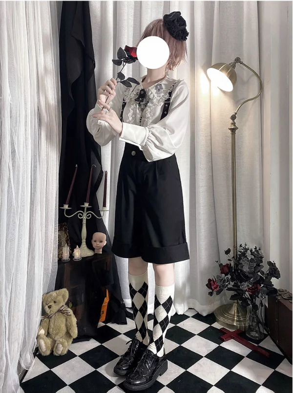 Corroding the Heart - Ouji Lolita Shirt Suspenders Shorts - Image 18