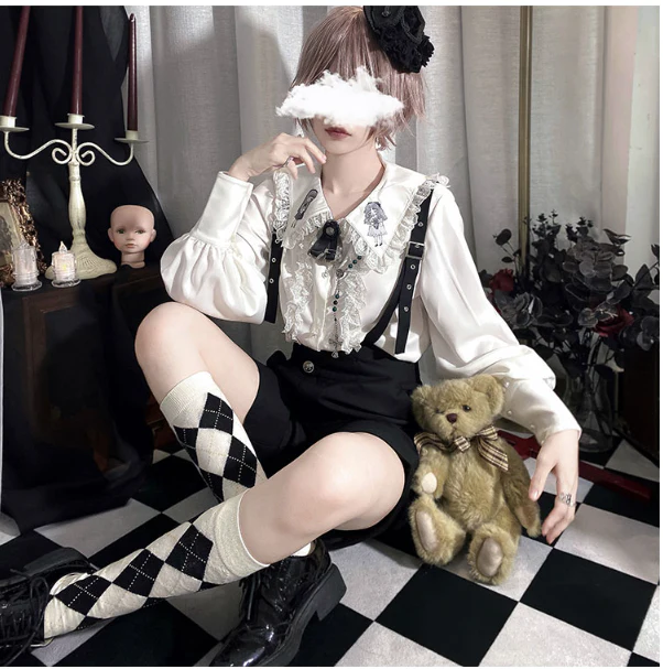 Corroding the Heart - Ouji Lolita Shirt Suspenders Shorts - Image 19