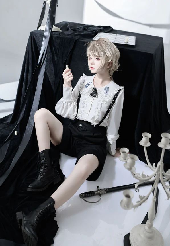 Corroding the Heart - Ouji Lolita Shirt Suspenders Shorts - Image 6