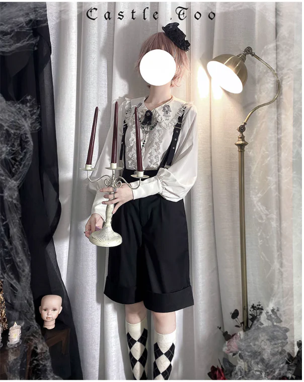 Corroding the Heart - Ouji Lolita Shirt Suspenders Shorts - Image 9