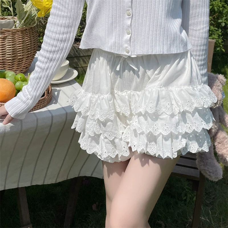 Cotton Lolita Bloomers, Tiered Hem Cake Shorts - Image 20