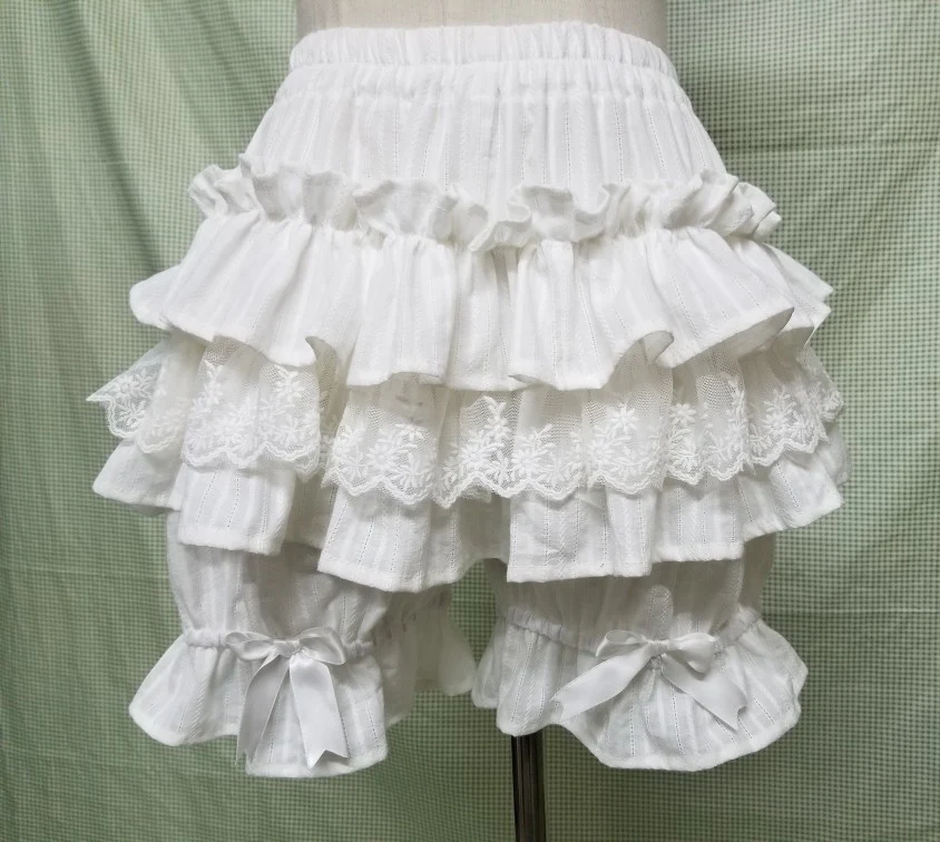 Cotton Lolita Bloomers, Tiered Ruffles - Image 2