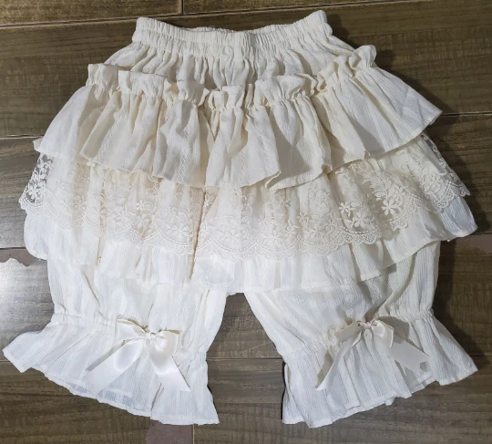 Cotton Lolita Bloomers, Tiered Ruffles - Image 4