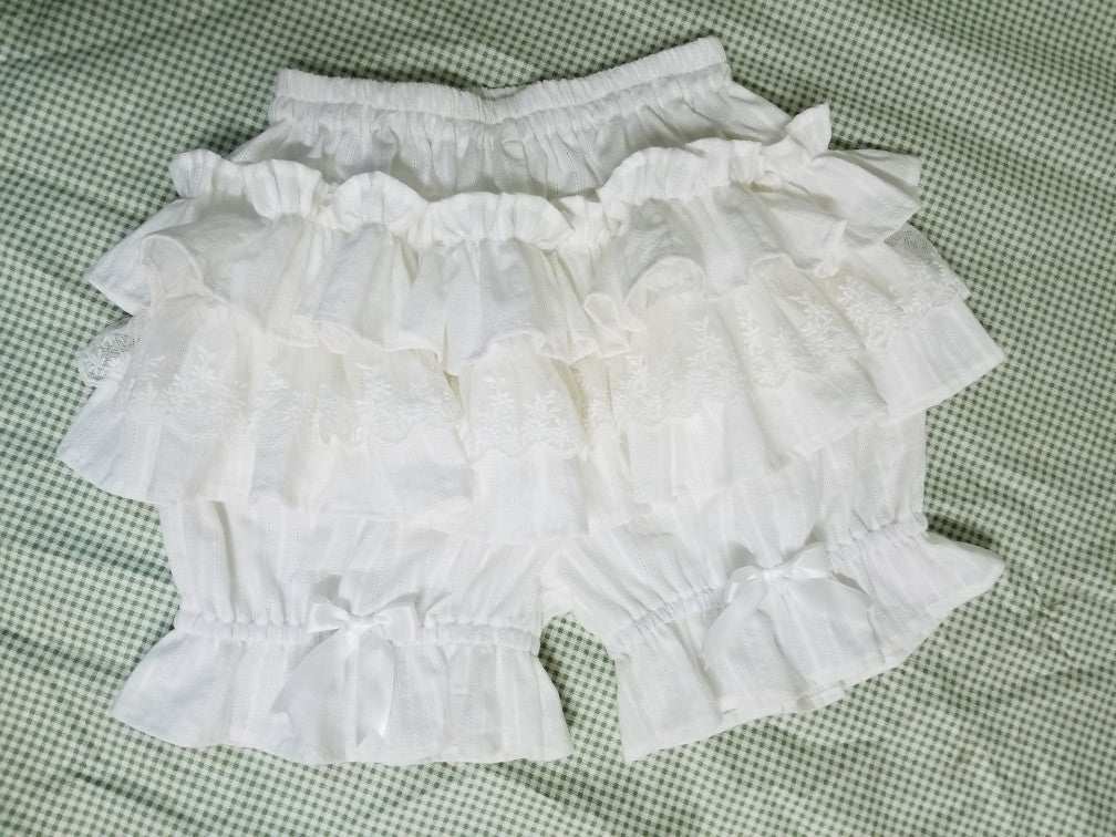 Cotton Lolita Bloomers, Tiered Ruffles - Image 5