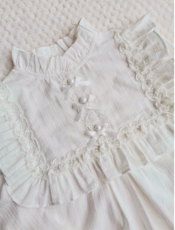 Cotton Lolita Lace Long Sleeve White Blouse - Image 6