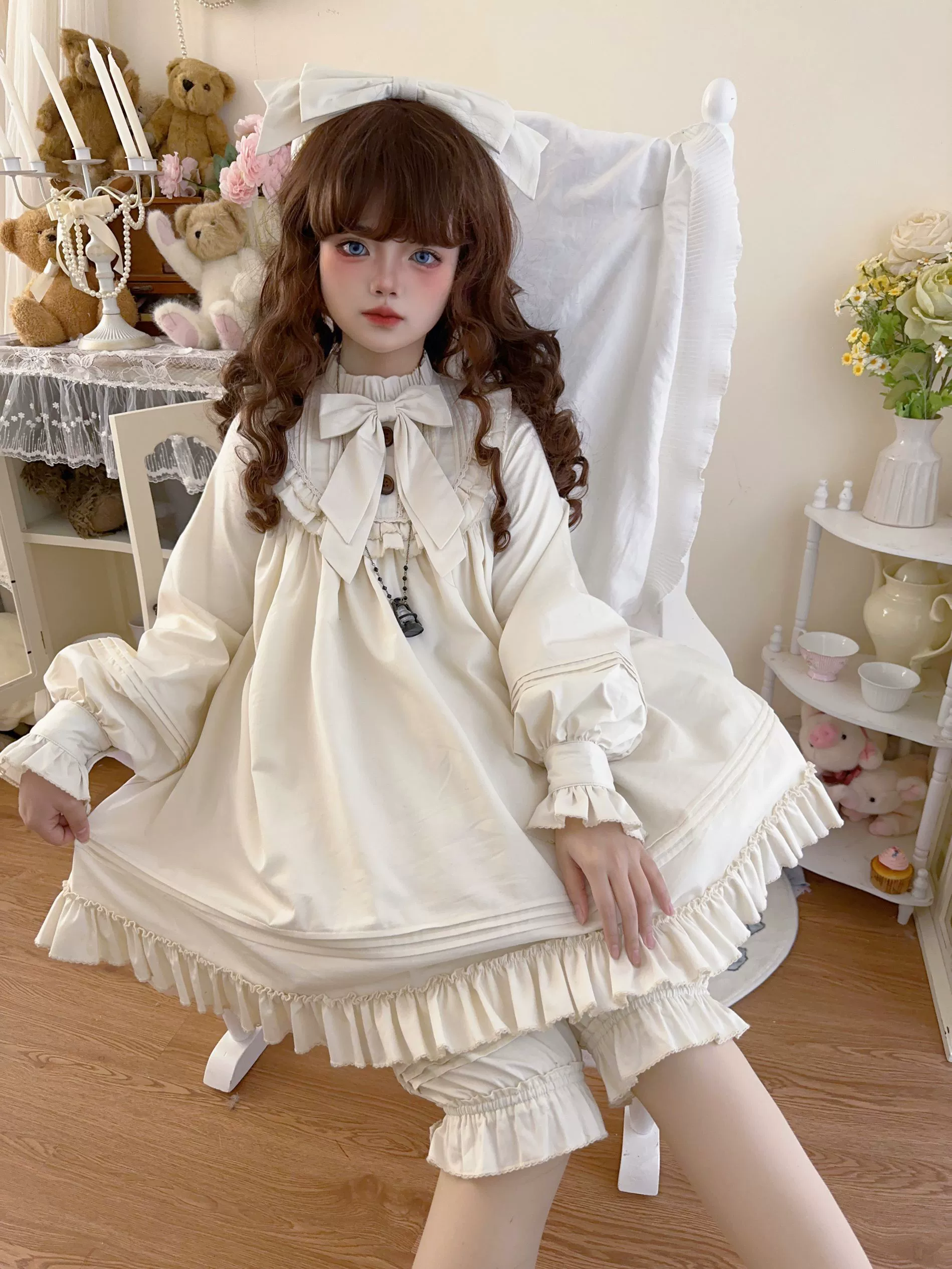 Lullaby - Cotton Lolita OP Dress Kawaii Lolita Bloomers - Image 2