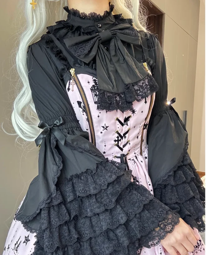 Plum Tree - Liliya's Secrets - Cotton Lolita Shirt Princess Sleeve Gorgeous Lolita Blouse - Image 11