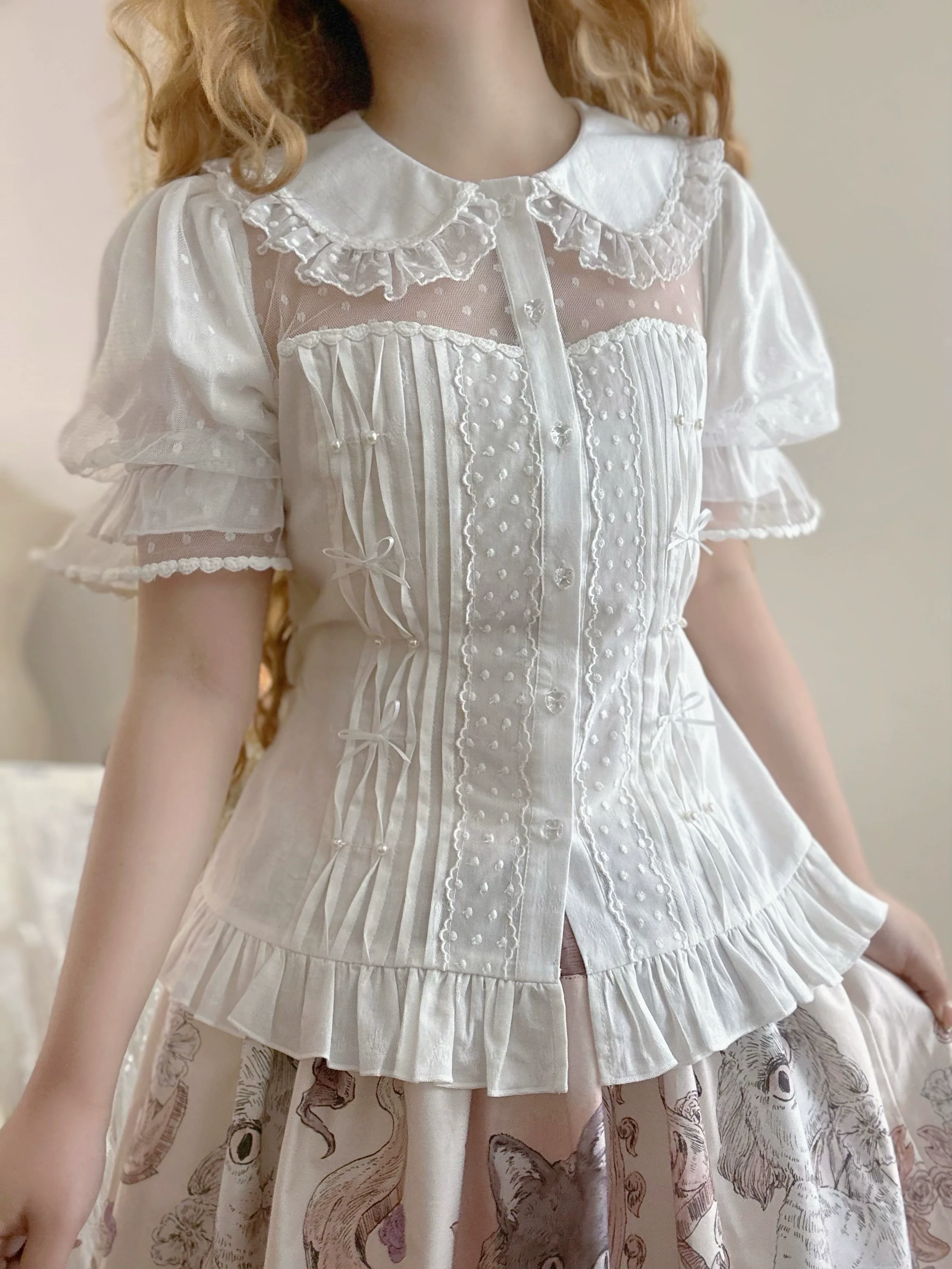Little Heart - Cotton Lolita Shirt Versatile Puffy Sleeve Blouse