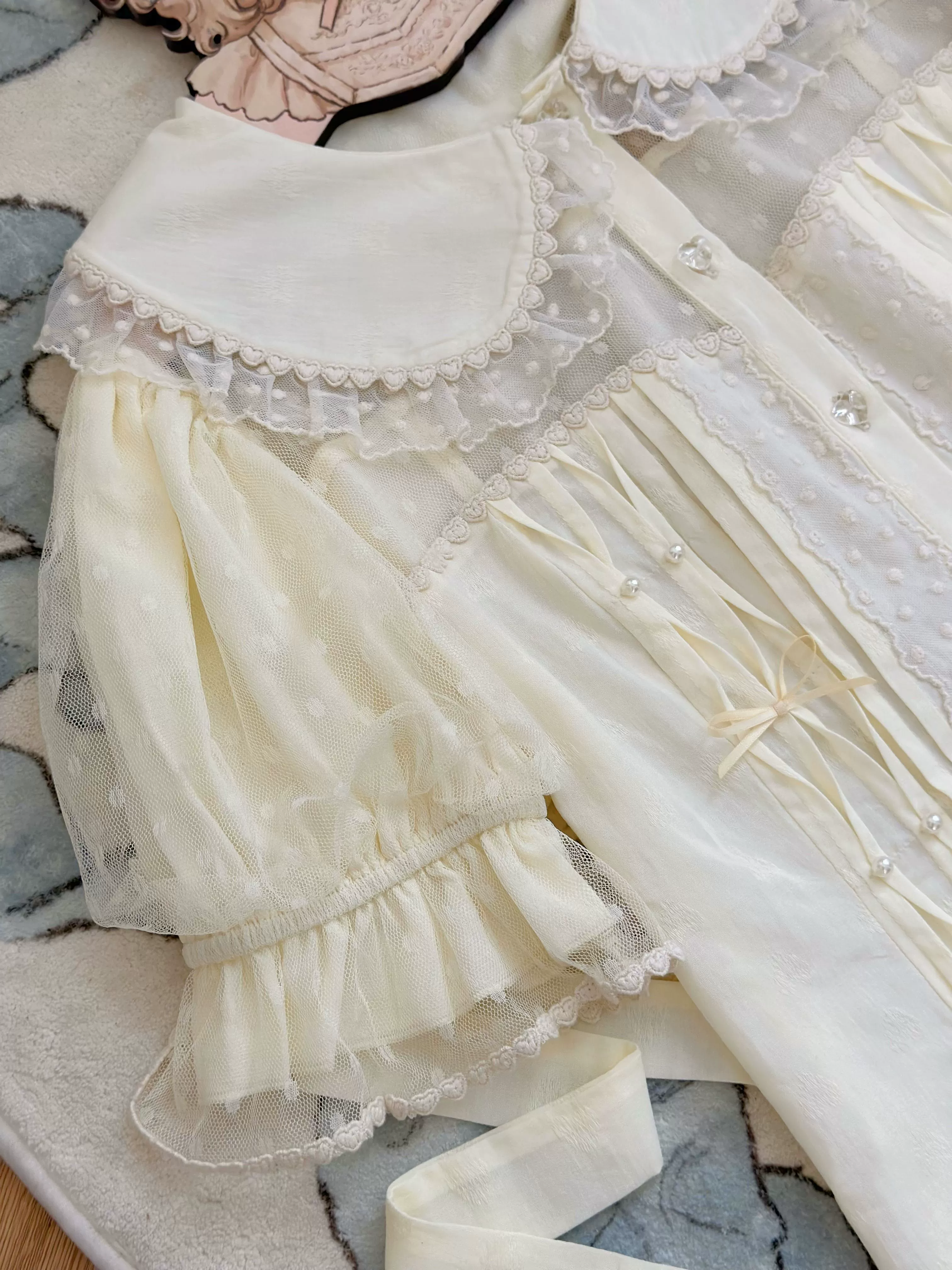 Little Heart - Cotton Lolita Shirt Versatile Puffy Sleeve Blouse - Image 10