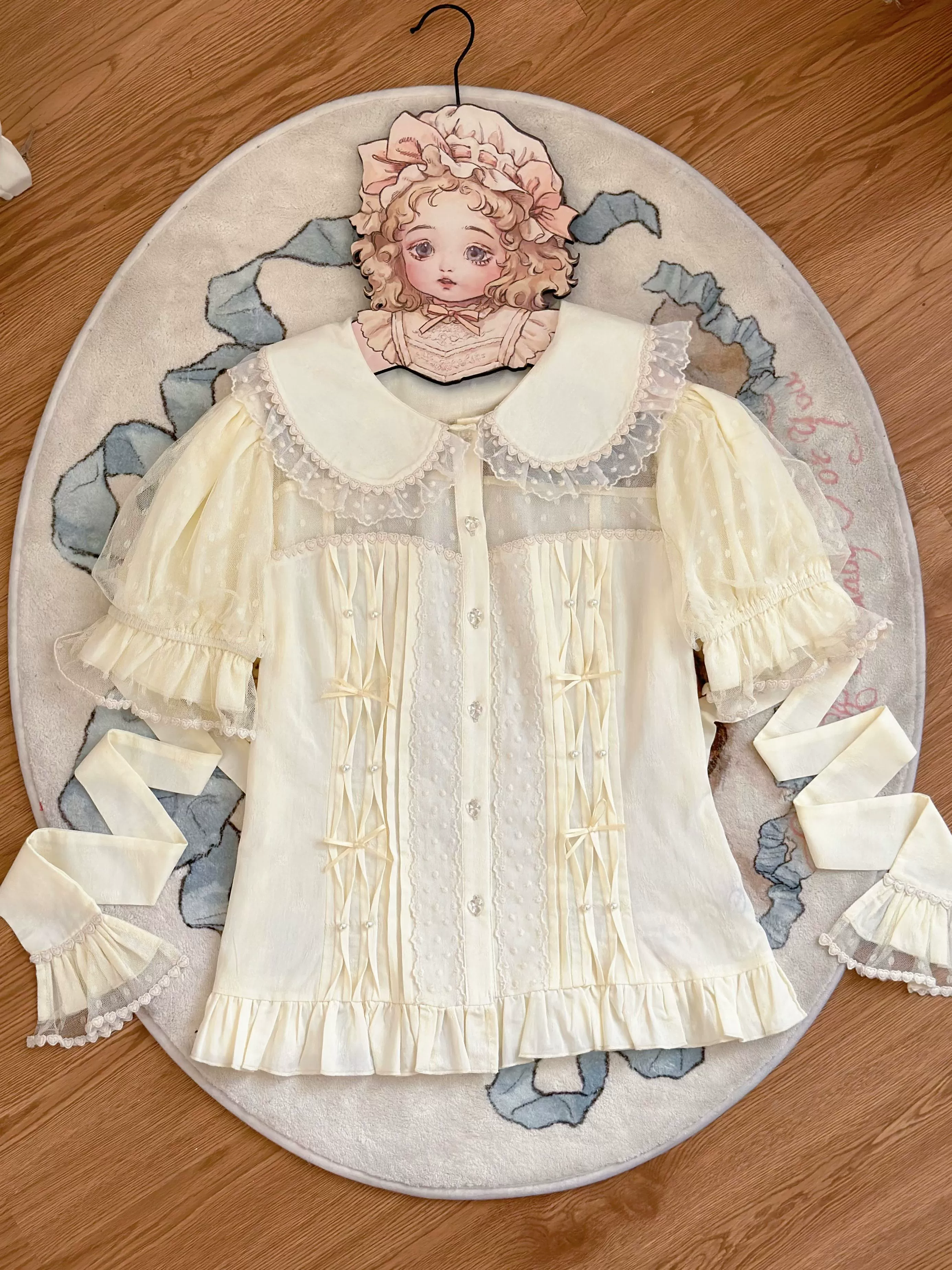 Little Heart - Cotton Lolita Shirt Versatile Puffy Sleeve Blouse - Image 7