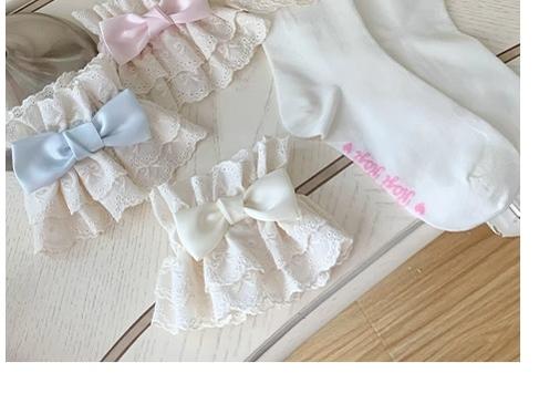 Cotton Lolita Socks Lace Bow White Socks - Image 10