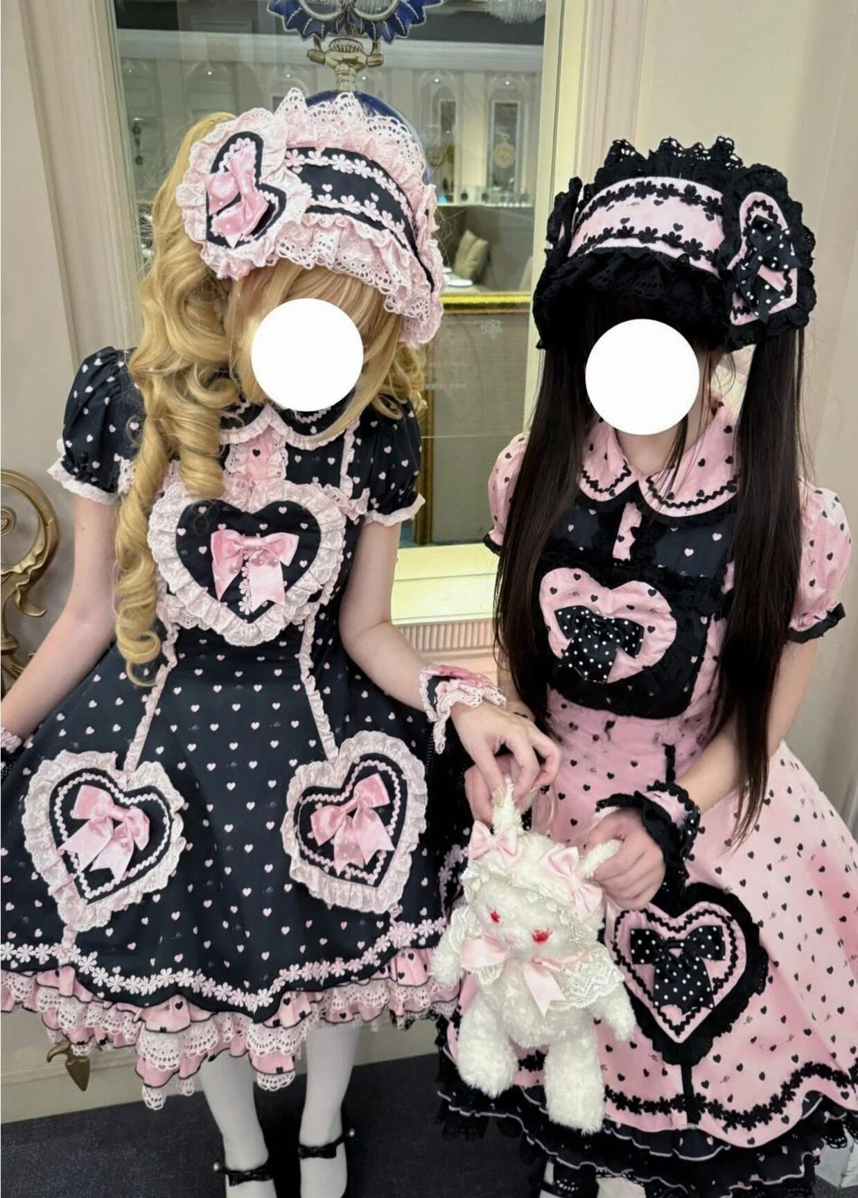 Maiden's Heart Knot - Cotton Old School Lolita Dress, Heart Polka Dot - Image 16