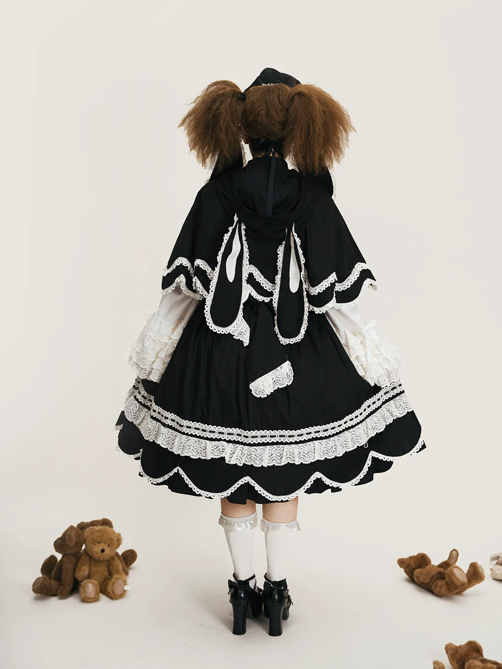 Vintage Petal Rabbit - Cotton Old School Lolita JSK Dress, Petal-Shaped Hem - Image 12