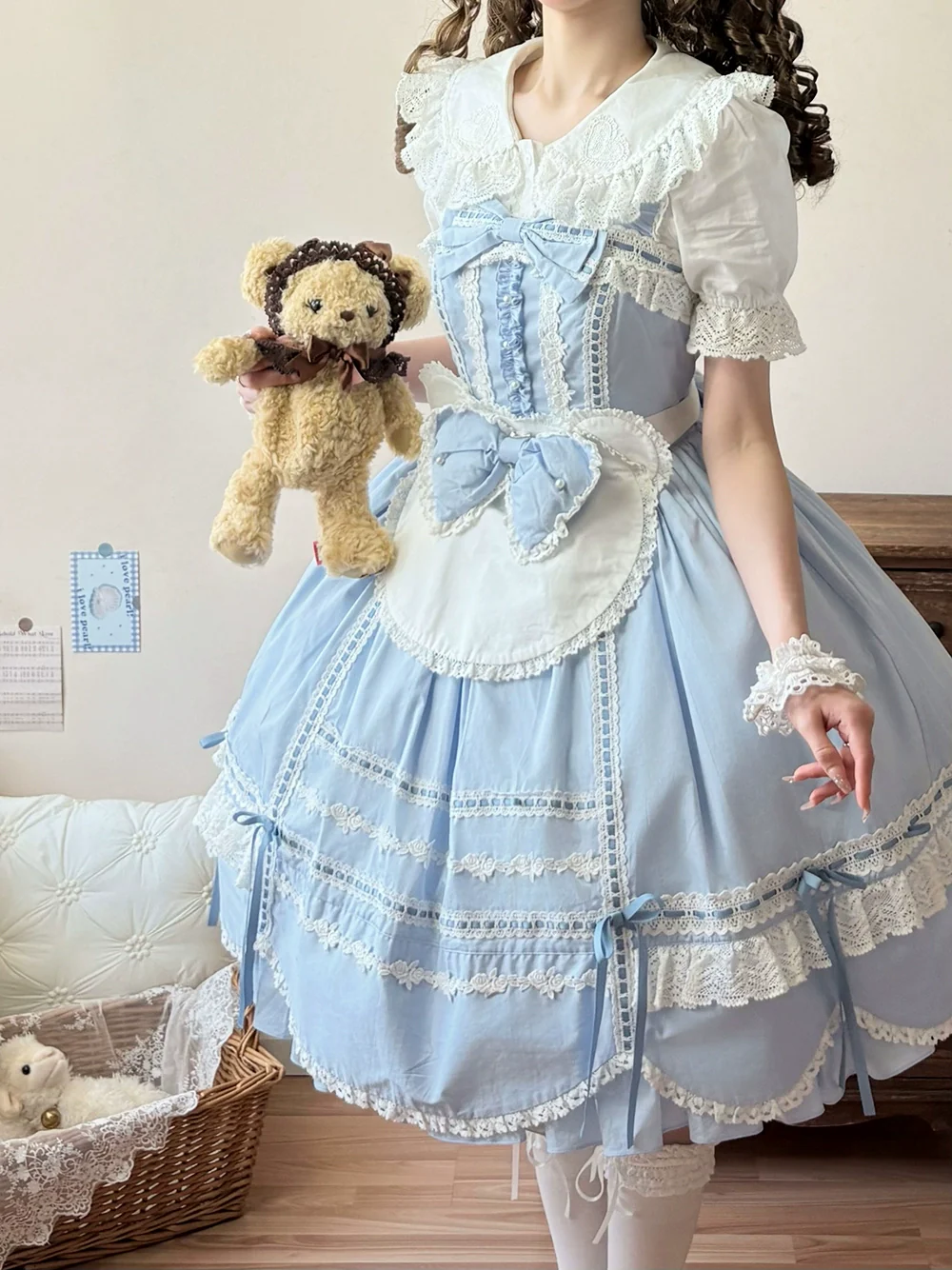 Vintage Petal Rabbit - Cotton Old School Lolita JSK Dress, Petal-Shaped Hem - Image 17