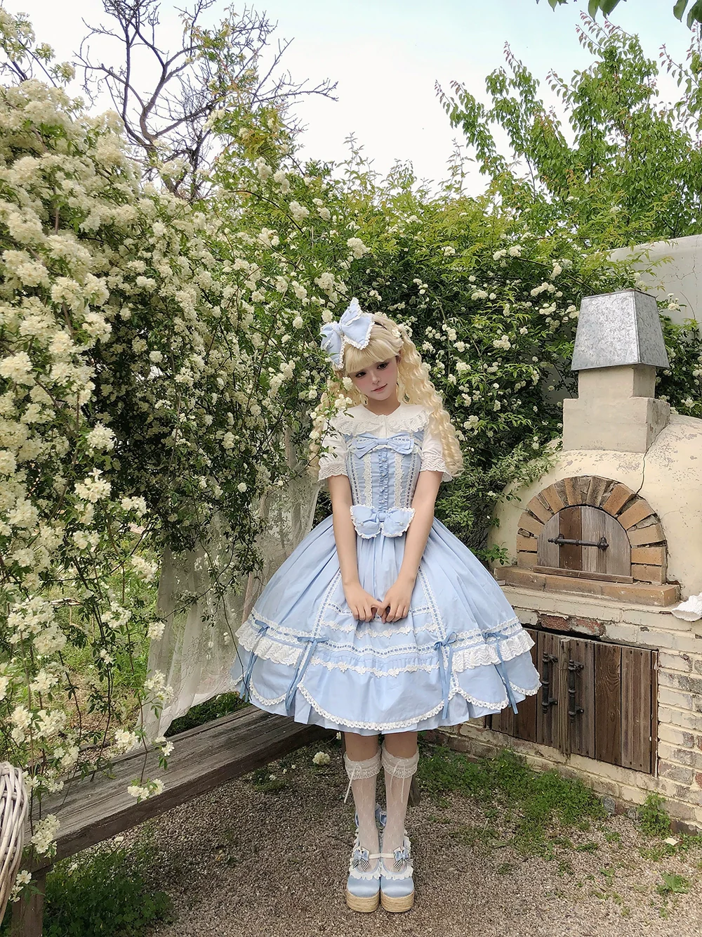 Vintage Petal Rabbit - Cotton Old School Lolita JSK Dress, Petal-Shaped Hem - Image 20