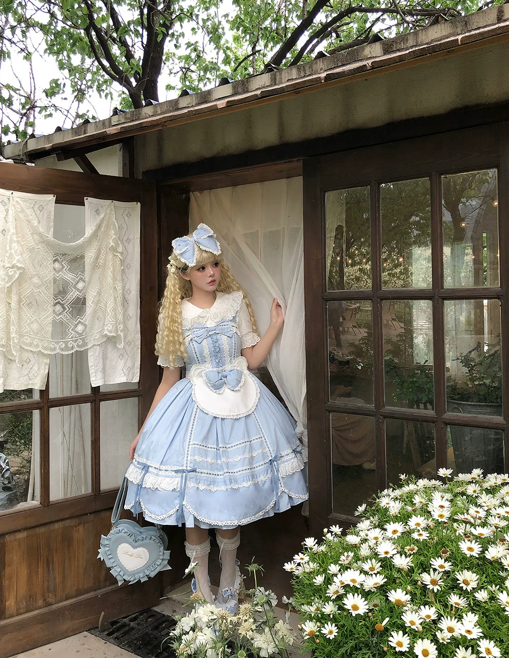 Vintage Petal Rabbit - Cotton Old School Lolita JSK Dress, Petal-Shaped Hem - Image 21
