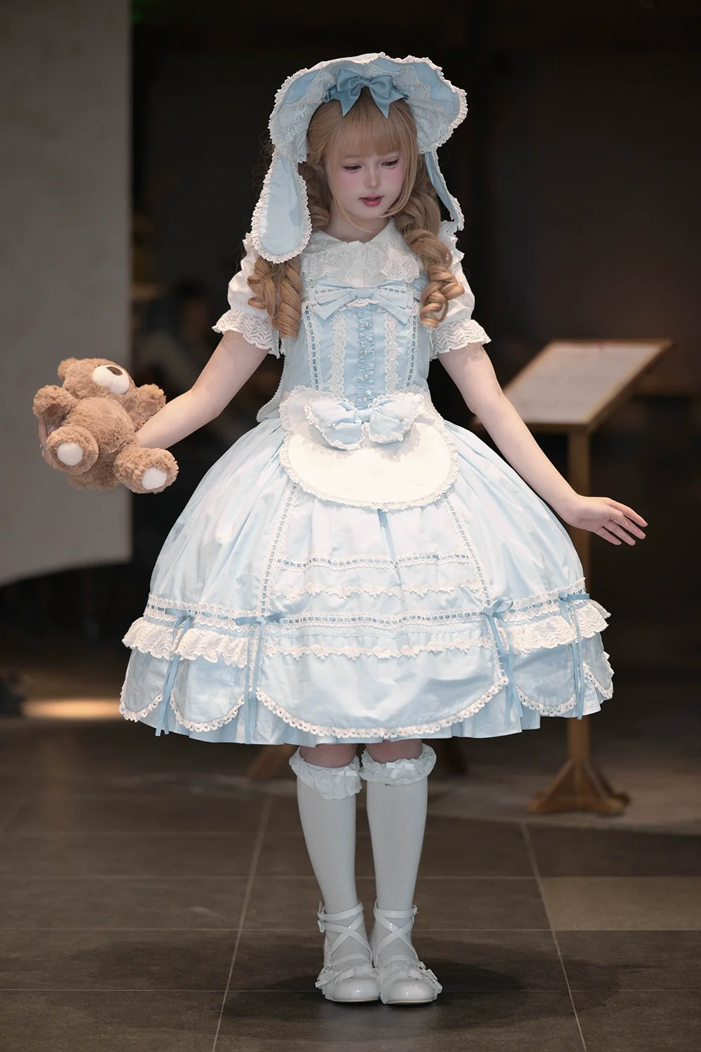 Vintage Petal Rabbit - Cotton Old School Lolita JSK Dress, Petal-Shaped Hem - Image 25