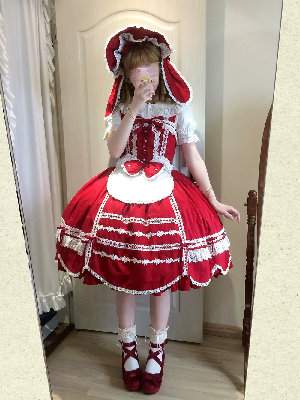 Vintage Petal Rabbit - Cotton Old School Lolita JSK Dress, Petal-Shaped Hem - Image 29
