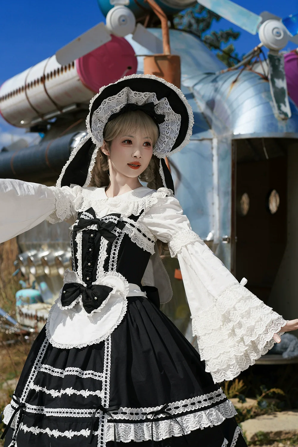 Vintage Petal Rabbit - Cotton Old School Lolita JSK Dress, Petal-Shaped Hem - Image 36