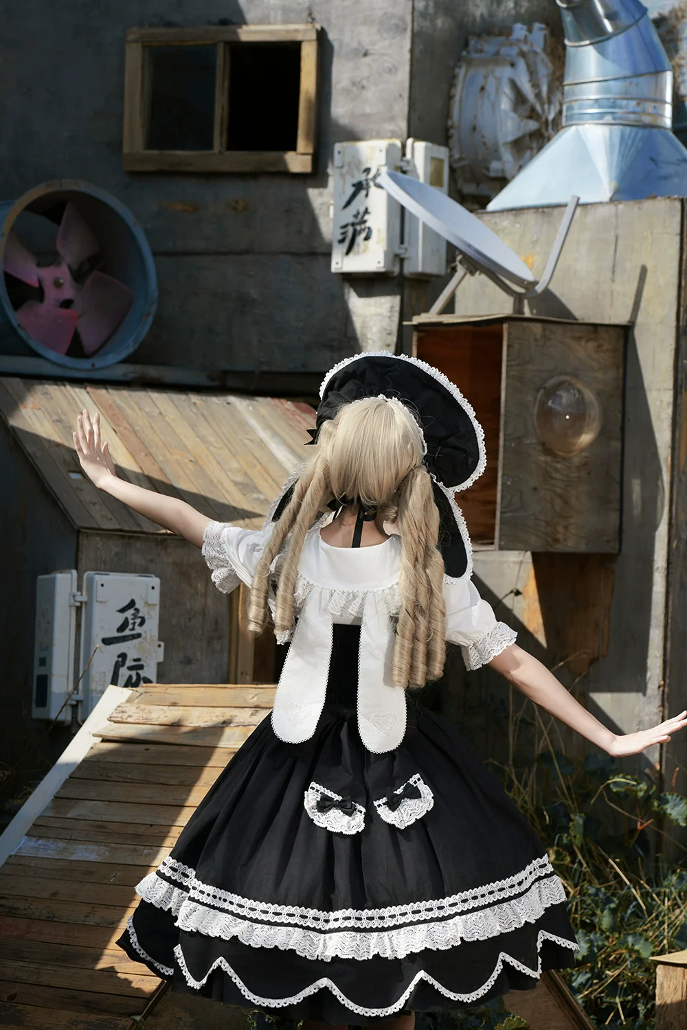 Vintage Petal Rabbit - Cotton Old School Lolita JSK Dress, Petal-Shaped Hem - Image 37