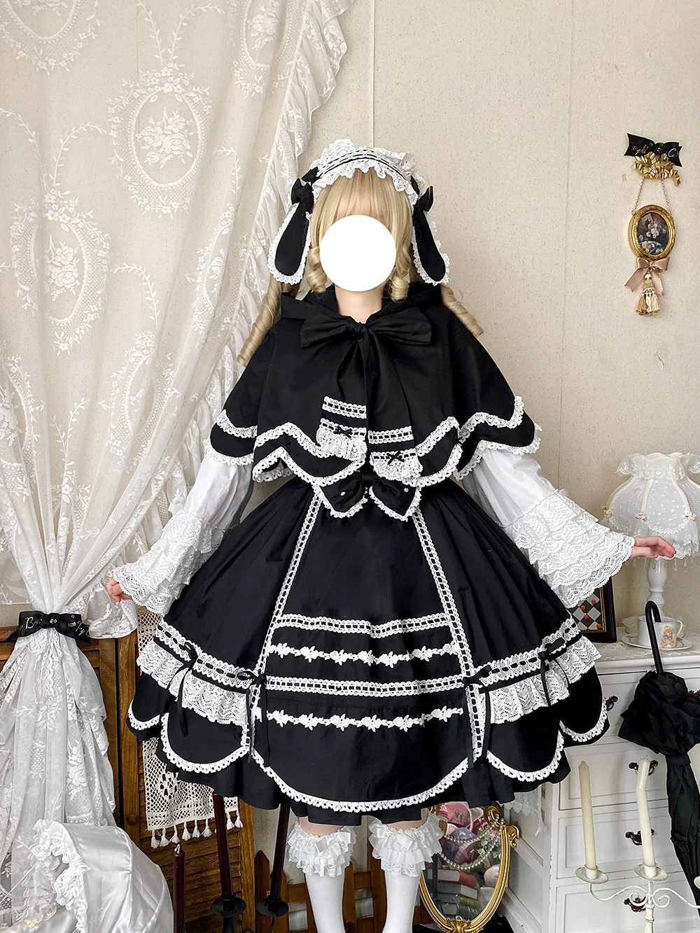Vintage Petal Rabbit - Cotton Old School Lolita JSK Dress, Petal-Shaped Hem - Image 39