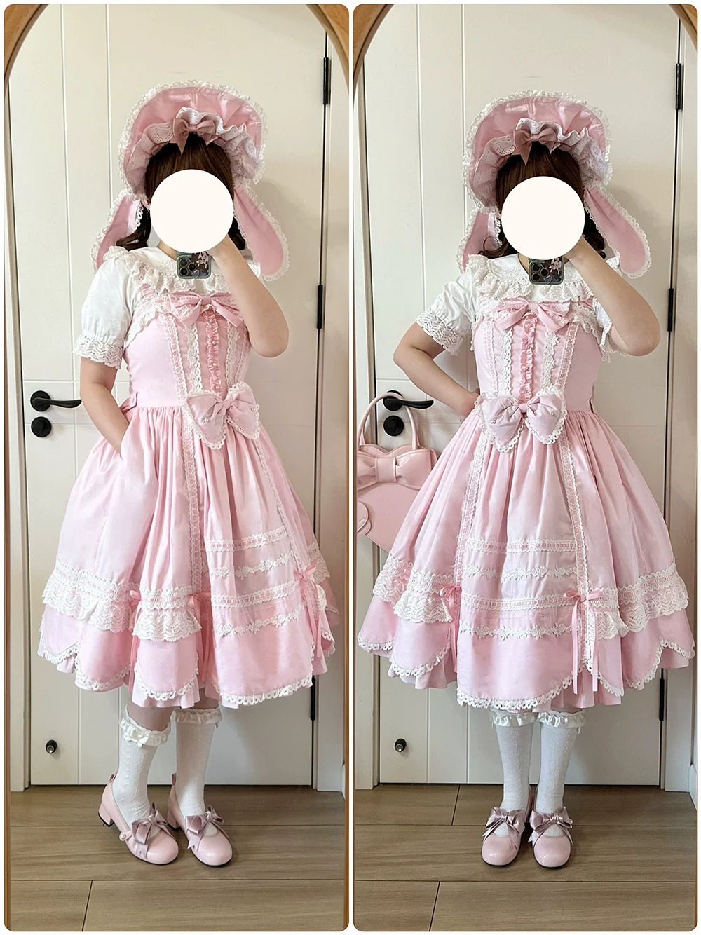 Vintage Petal Rabbit - Cotton Old School Lolita JSK Dress, Petal-Shaped Hem - Image 44