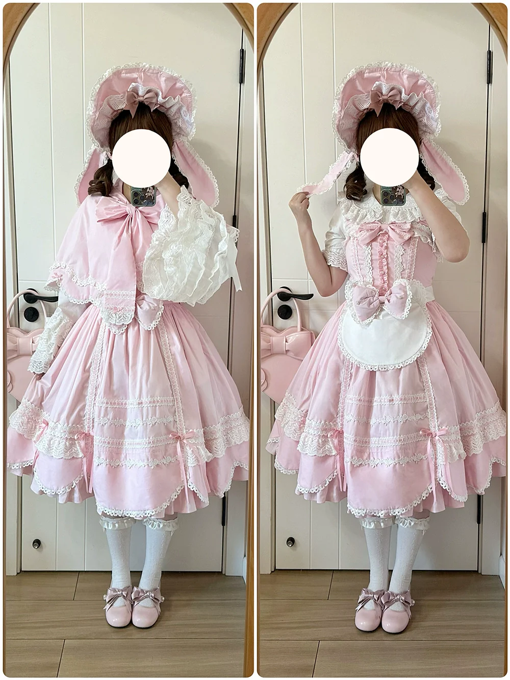 Vintage Petal Rabbit - Cotton Old School Lolita JSK Dress, Petal-Shaped Hem - Image 45