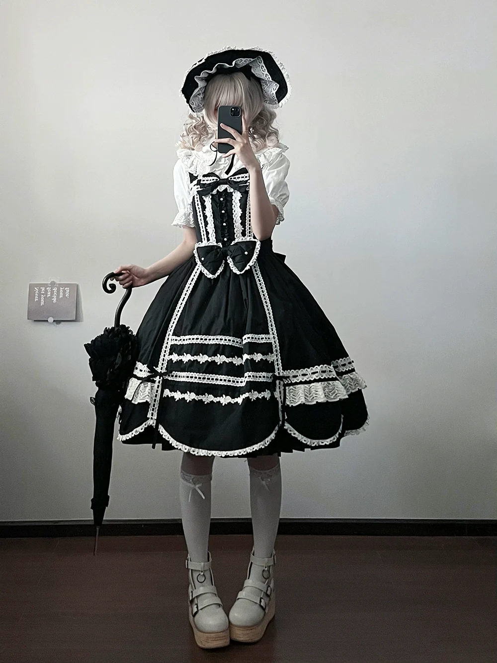 Vintage Petal Rabbit - Cotton Old School Lolita JSK Dress, Petal-Shaped Hem - Image 5