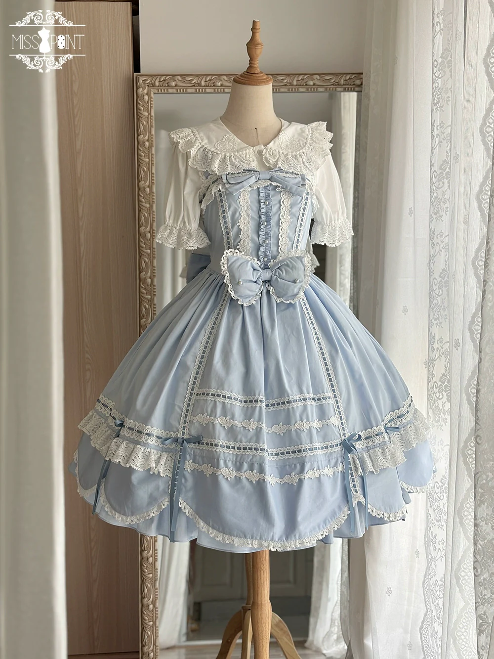 Vintage Petal Rabbit - Cotton Old School Lolita JSK Dress, Petal-Shaped Hem - Image 55