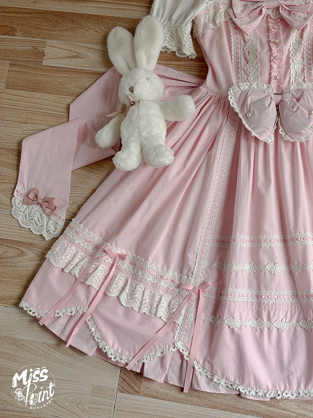 Vintage Petal Rabbit - Cotton Old School Lolita JSK Dress, Petal-Shaped Hem - Image 58